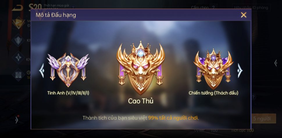 Các rank trong Liên quân mobile 1 Các rank trong Liên quân mobile