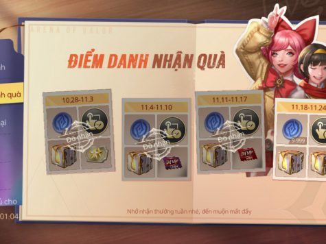 Cách nhận quà mừng trở lại liên quân - Các sự kiện miễn phí Liên quân mobile 12 Mừng trở lại điểm danh nhận quà