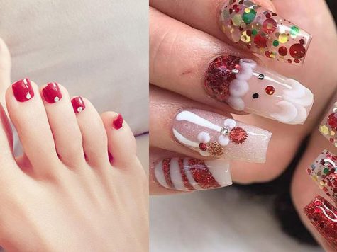 Mẫu móng tay đẹp noel - Mẫu nail đẹp noel cho nàng 4 Mẫu nail đính đá